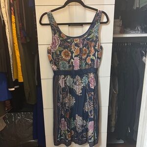 Anthropology Moulinette Soeurs Navy Floral Midi Dress